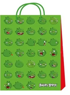 Torebka prezentowa 32 x 40 x 12 cm Angry Birds zielona