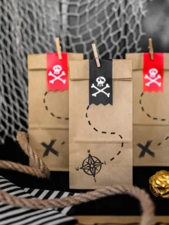 Torebki na słodycze PIRACI kraft 6 szt.