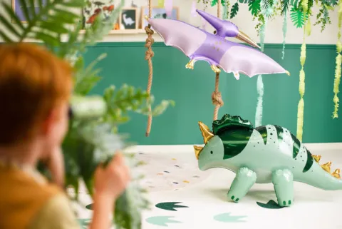 Triceratops dinozaur zielony balon foliowy 101 cm