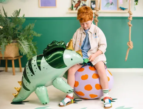 Triceratops dinozaur zielony balon foliowy 101 cm