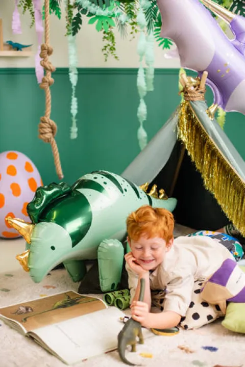 Triceratops dinozaur zielony balon foliowy 101 cm