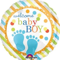 Welcome Baby Boy okrągły balon foliowy Anagram 9''