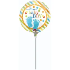 Welcome Baby Boy okrągły balon foliowy Anagram 9''