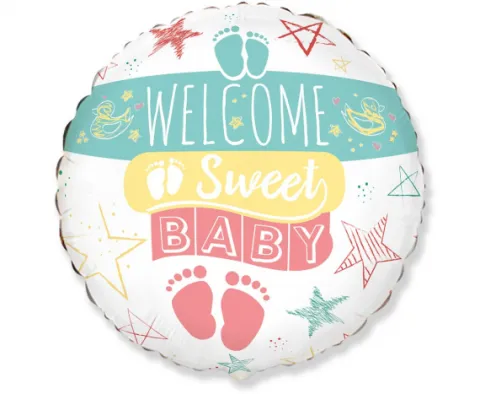 Welcome Sweet Baby balon foliowy Baby Shower 18''