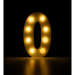 Świecąca Cyfra LED "0" Light Letter, drewniana biała 17x12 cm