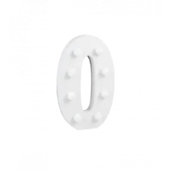 Świecąca Cyfra LED "0" Light Letter, drewniana biała 17x12 cm