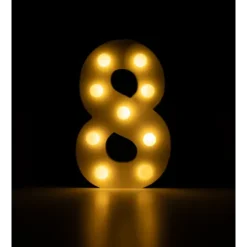 Świecąca Cyfra LED "8" Light Letter, drewniana biała 17x12 cm