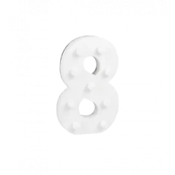 Świecąca Cyfra LED "8" Light Letter, drewniana biała 17x12 cm