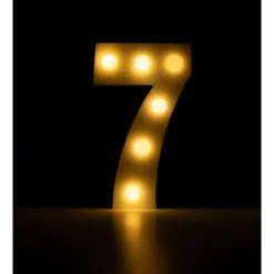 Świecąca Cyfra LED "7" Light Letter, drewniana biała 17x12 cm
