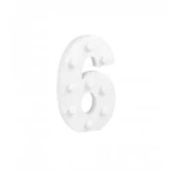 Świecąca Cyfra LED "6" Light Letter, drewniana biała 17x12 cm