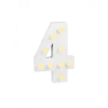 Świecąca Cyfra LED "4" Light Letter, drewniana biała 17x12 cm