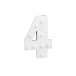 Świecąca Cyfra LED "4" Light Letter, drewniana biała 17x12 cm