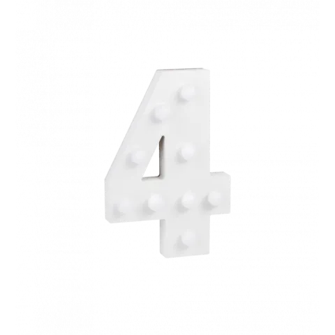 Świecąca Cyfra LED "4" Light Letter, drewniana biała 17x12 cm