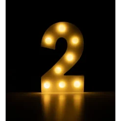 Świecąca Cyfra LED "2" Light Letter, drewniana biała 17x12 cm