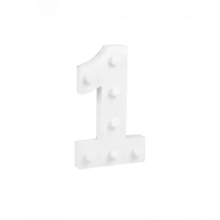 Świecąca Cyfra LED "1" Light Letter, drewniana biała 17x12 cm
