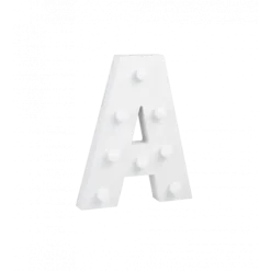 Świecąca Litera LED "A" Light Letter, drewniana biała 17x12 cm