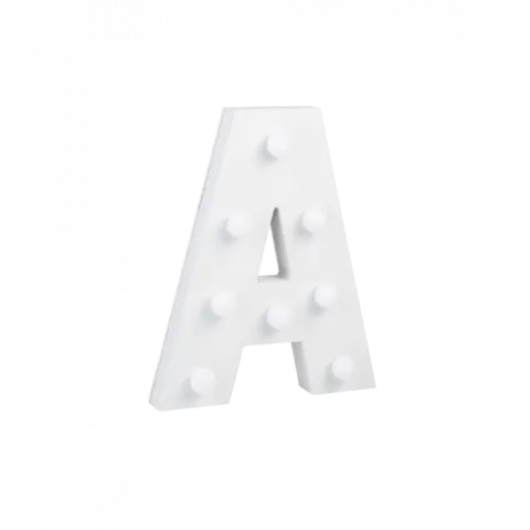 Świecąca Litera LED "A" Light Letter, drewniana biała 17x12 cm