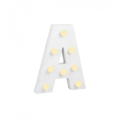 Świecąca Litera LED "A" Light Letter, drewniana biała 17x12 cm