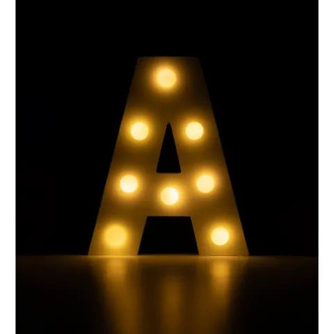Świecąca Litera LED "A" Light Letter, drewniana biała 17x12 cm
