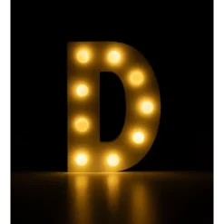 Świecąca Litera LED "D" Light Letter, drewniana biała 17x12 cm