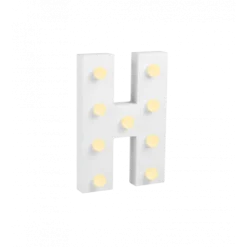 Świecąca Litera LED "H" Light Letter, drewniana biała 17x12 cm