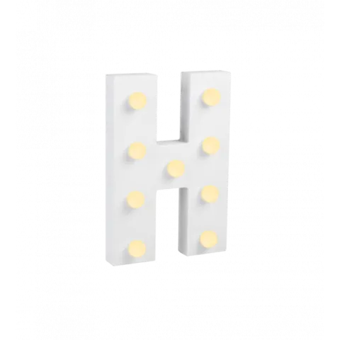 Świecąca Litera LED "H" Light Letter, drewniana biała 17x12 cm