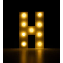 Świecąca Litera LED "H" Light Letter, drewniana biała 17x12 cm