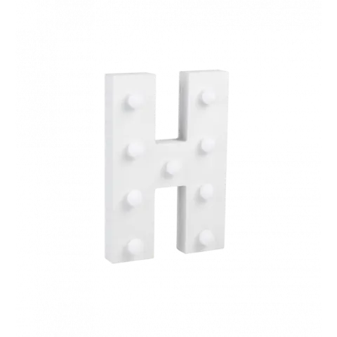 Świecąca Litera LED "H" Light Letter, drewniana biała 17x12 cm
