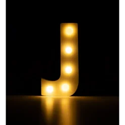 Świecąca Litera LED "J" Light Letter, drewniana biała 17x8 cm