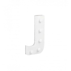 Świecąca Litera LED "J" Light Letter, drewniana biała 17x8 cm