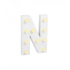 Świecąca Litera LED "N" Light Letter, drewniana biała 17x12 cm