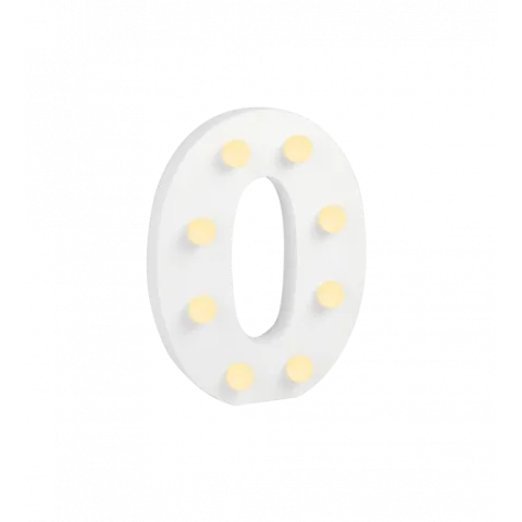 Świecąca Litera LED "O" Light Letter, drewniana biała 17x12 cm