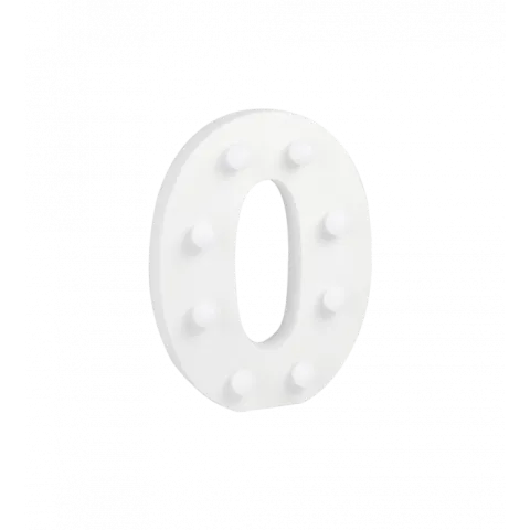 Świecąca Litera LED "O" Light Letter, drewniana biała 17x12 cm