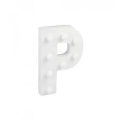 Świecąca Litera LED "P" Light Letter, drewniana biała 17x12 cm