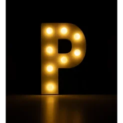 Świecąca Litera LED "P" Light Letter, drewniana biała 17x12 cm