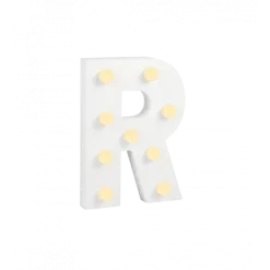 Świecąca Litera LED "R" Light Letter, drewniana biała 17x12 cm
