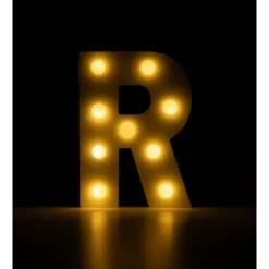 Świecąca Litera LED "R" Light Letter, drewniana biała 17x12 cm