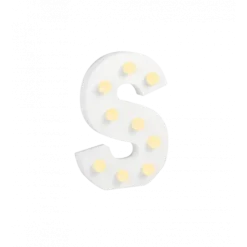Świecąca Litera LED "S" Light Letter, drewniana biała 17x12 cm