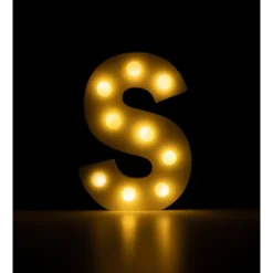 Świecąca Litera LED "S" Light Letter, drewniana biała 17x12 cm