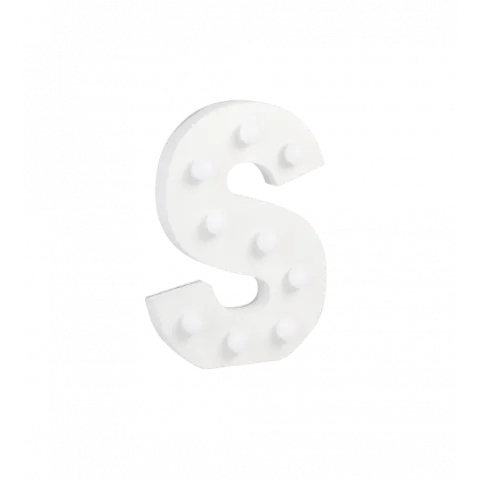 Świecąca Litera LED "S" Light Letter, drewniana biała 17x12 cm