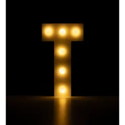 Świecąca Litera LED "T" Light Letter, drewniana biała 17x12 cm