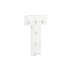 Świecąca Litera LED "T" Light Letter, drewniana biała 17x12 cm