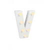 Świecąca Litera LED "V" Light Letter, drewniana biała 17x12 cm