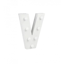 Świecąca Litera LED "V" Light Letter, drewniana biała 17x12 cm