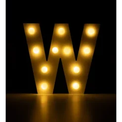 Świecąca Litera LED "W" Light Letter, drewniana biała 17x17 cm