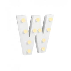 Świecąca Litera LED "W" Light Letter, drewniana biała 17x17 cm