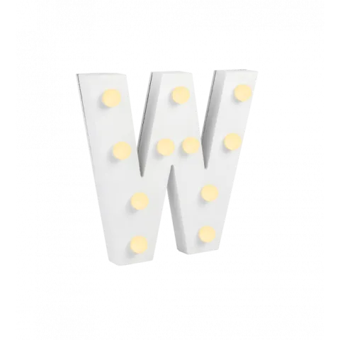 Świecąca Litera LED "W" Light Letter, drewniana biała 17x17 cm