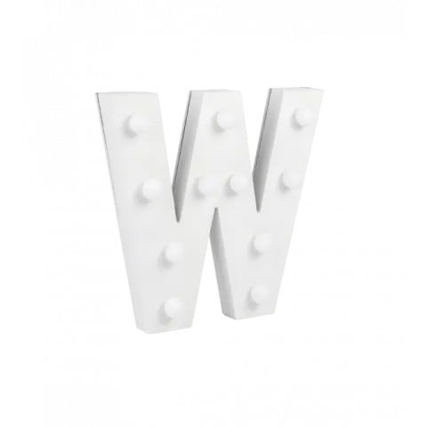 Świecąca Litera LED "W" Light Letter, drewniana biała 17x17 cm