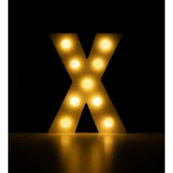 Świecąca Litera LED "X" Light Letter, drewniana biała 17x12 cm