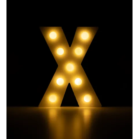 Świecąca Litera LED "X" Light Letter, drewniana biała 17x12 cm